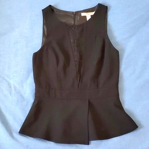 Forever 21 XS Black Lace Mesh Peplum Top